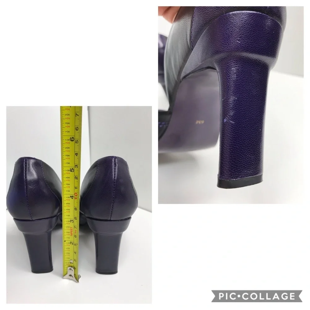 ANN MARINO Leather Purple Black Quilted Heel 6M